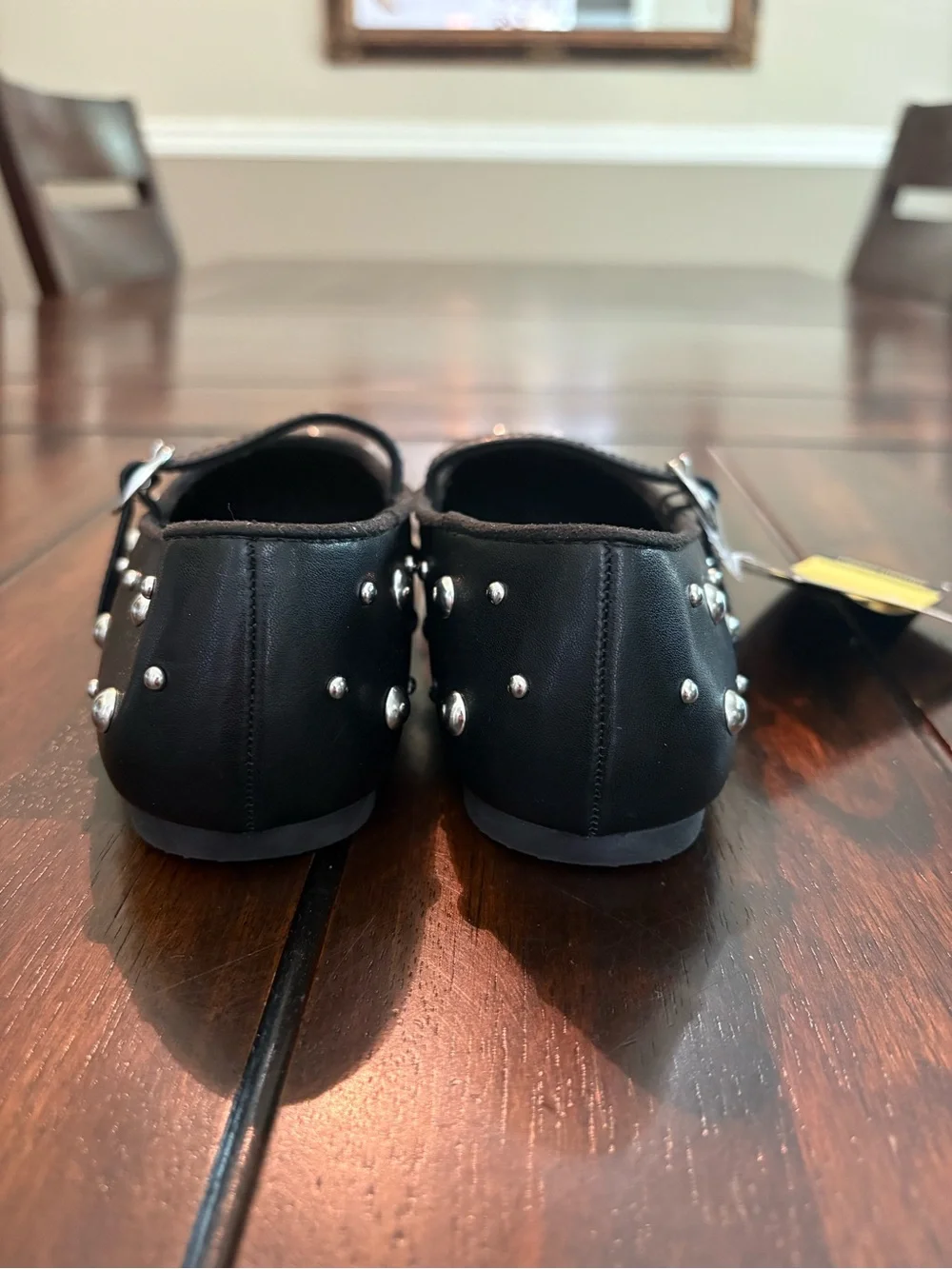 Girl’s Black Mary Jane flats with silver studs, size 1